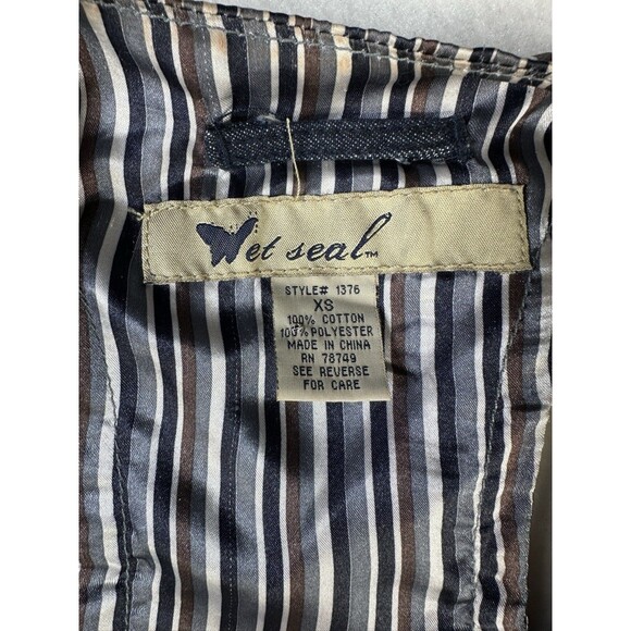 Y2K Vintage WET SEAL Vest Denim Striped Buttons Sz XS - Picture 6 of 9